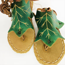 Load image into Gallery viewer, Stitched Lace-Up Green Sandals