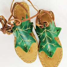 Load image into Gallery viewer, Stitched Lace-Up Green Sandals
