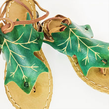 Load image into Gallery viewer, Stitched Lace-Up Green Sandals

